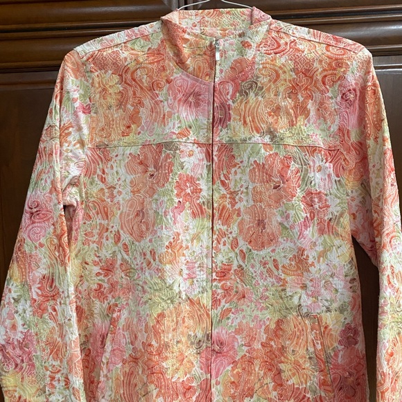 Ladies Medium Jacket Spring Colors Long Sleeve Zipper Pockets Peach Green Joni B - Picture 7 of 15